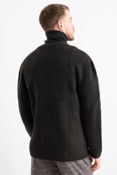 Bărbați - Cardigan tricotat - reiat - negru