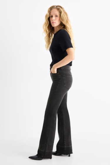 Femei - Flared jeans - talie medie - denim-gri închis
