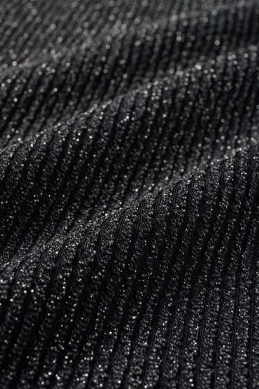 Dámské - Áčkové šaty - žebrované - černá