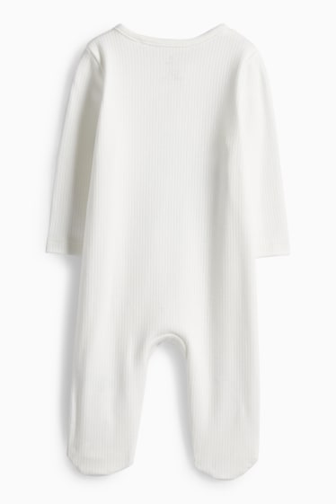 Unisex - Winnie de Pluș - pijama salopetă bebeluși - reiată - alb