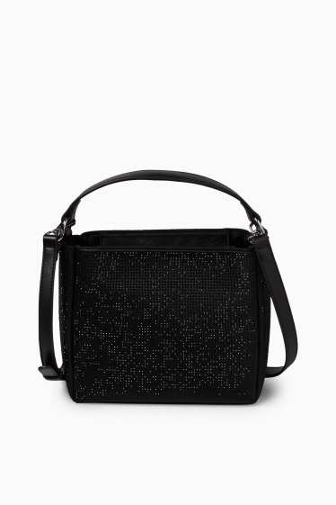 Femei - Geantă shopper mică, cu curea detașabilă - negru