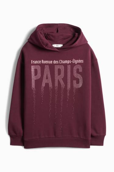 Copii - Fete - Paris - hanorac cu ștrasuri - bordo