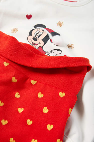 Bebeluși - fete - Minnie Mouse - compleu bebeluși cu motive de Crăciun - 3 piese - alb / roșu