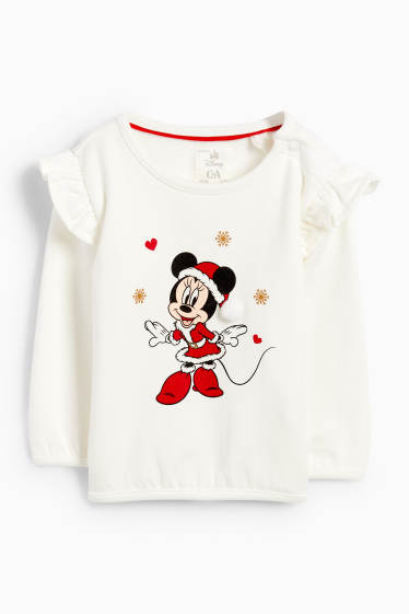 Bebeluși - fete - Minnie Mouse - compleu bebeluși cu motive de Crăciun - 3 piese - alb / roșu