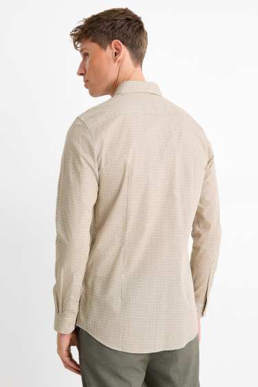 Bărbați - Cămașă office - slim fit - guler Kent - cu model - bej