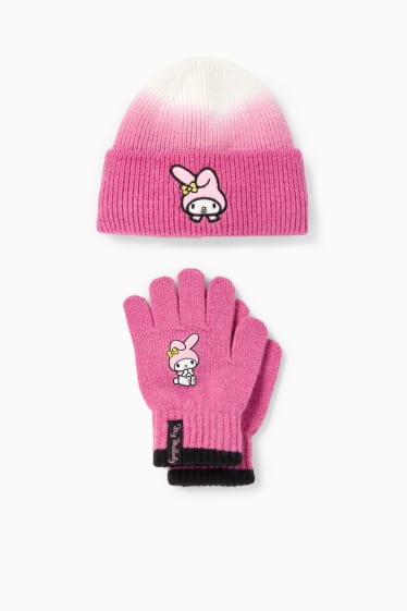 Copii - Fete - My Melody - set - căciulă tricotată și mănuși - 2 piese - roz