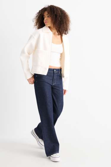 Femei - Wide leg jeans - talie joasă - denim-albastru închis
