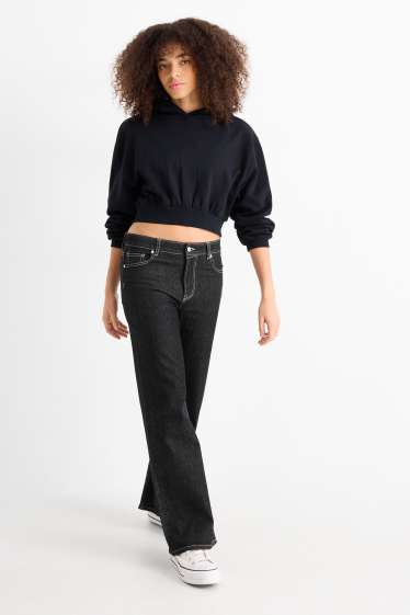 Femei - Wide leg jeans - talie joasă - denim-gri închis