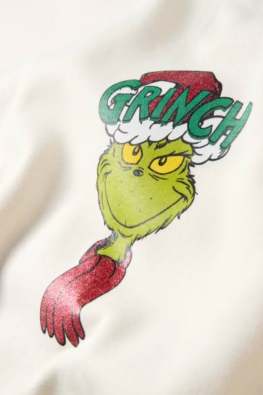 Femei - Bluză de molton cu motive de Crăciun - Grinch - bej deschis