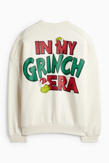Femei - Bluză de molton cu motive de Crăciun - Grinch - bej deschis