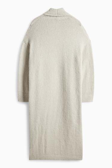Femei - Cardigan tricotat lung - bej deschis