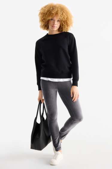 Women - Corduroy leggings - dark gray