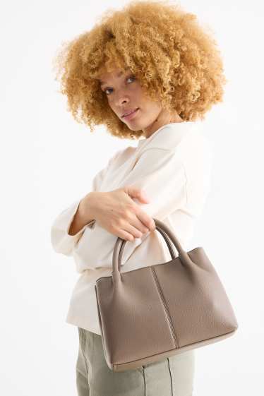 Femei - Geantă shopper mică cu curea detașabilă - imitație de piele - taupe