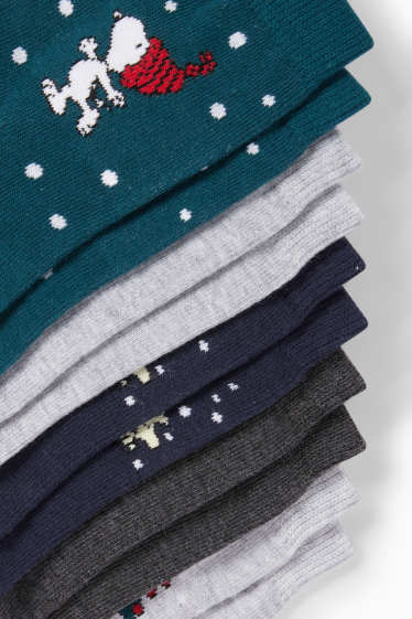 Dámské - Multipack 5 ks - vánoční ponožky s motivem - Peanuts - tmavozelená