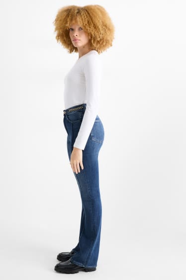 Femei - Flared jeans - talie înaltă - LYCRA® - denim-albastru