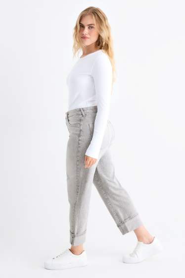 Femei - Boyfriend jeans - talie medie - LYCRA® - denim-gri