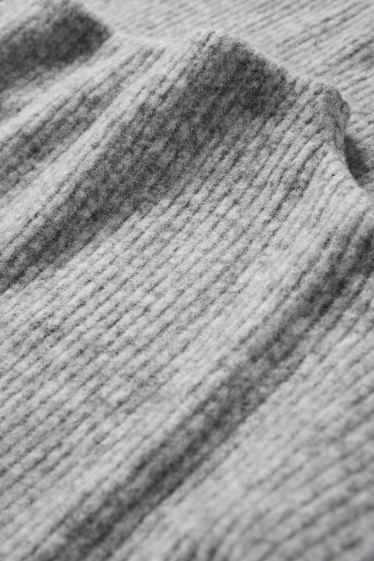 Femei - Tricou cu mânecă lungă - regular fit - reiat - gri deschis melanj