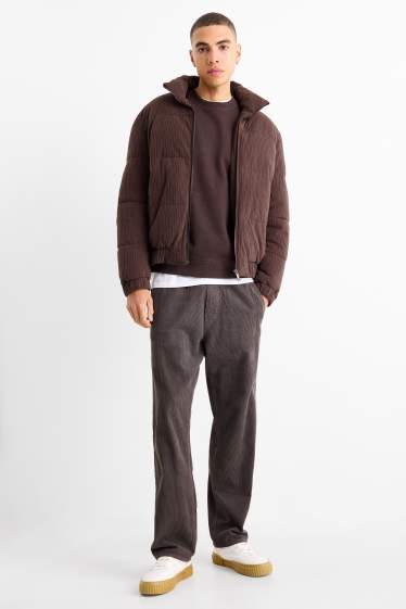 Bărbați - Pantaloni din catifea reiată - relaxed fit - gri