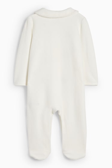Unisex - Pijama salopetă bebeluși, cu motive de Crăciun - reiată - alb