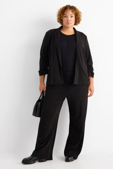Femei - Pantaloni office - talie înaltă - wide leg - negru