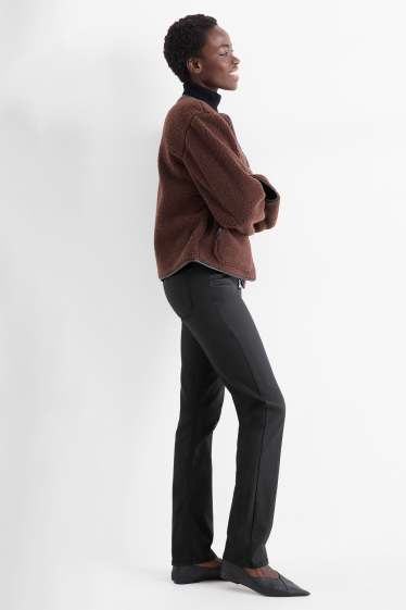 Women - Cloth trousers - high waist - straight fit - black