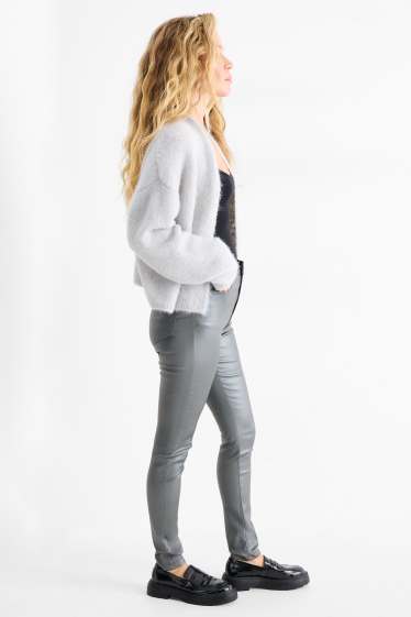 Femei - Pantaloni de stofă - talie înaltă - skinny fit - gri