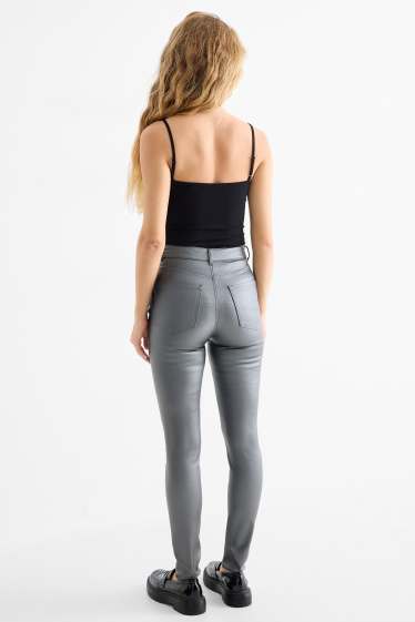 Femei - Pantaloni de stofă - talie înaltă - skinny fit - gri
