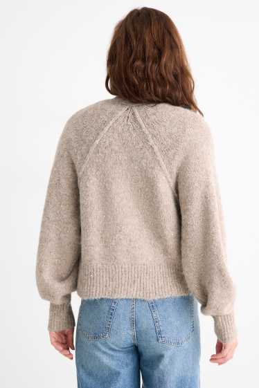 Femei - Cardigan tricotat - bej