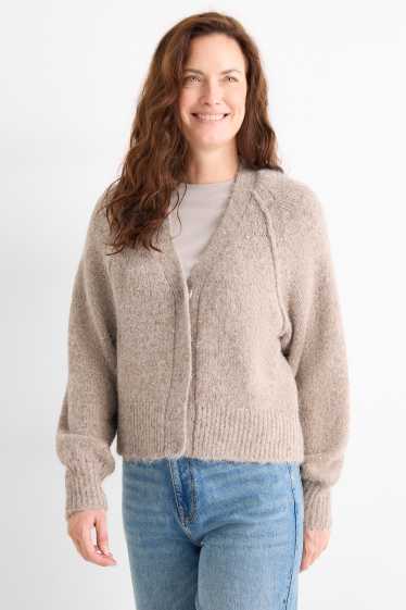 Femei - Cardigan tricotat - bej