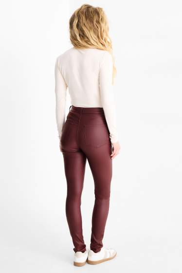 Femei - Pantaloni de stofă - talie înaltă - skinny fit - bordo