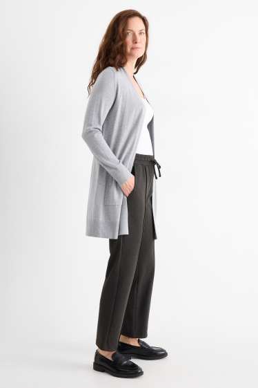 Femei - Pantaloni din jerseu - talie medie - tapered fit - gri închis