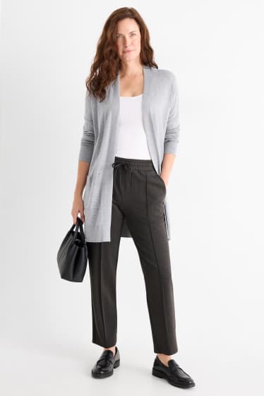 Femei - Pantaloni din jerseu - talie medie - tapered fit - gri închis