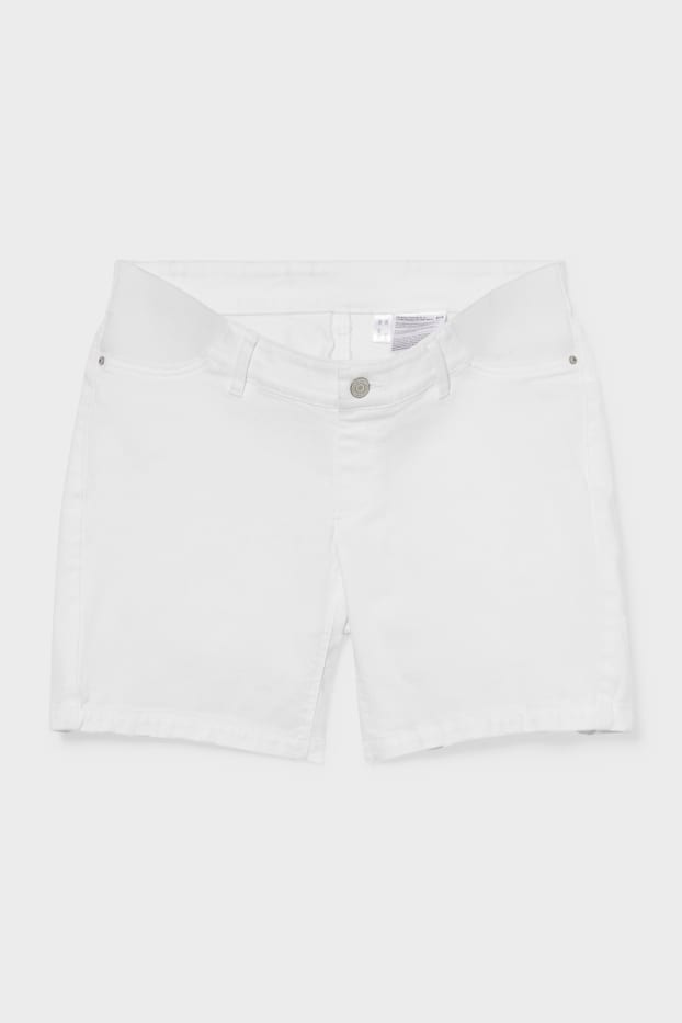 Femei - Jeans gravide - pantaloni scurți denim - alb