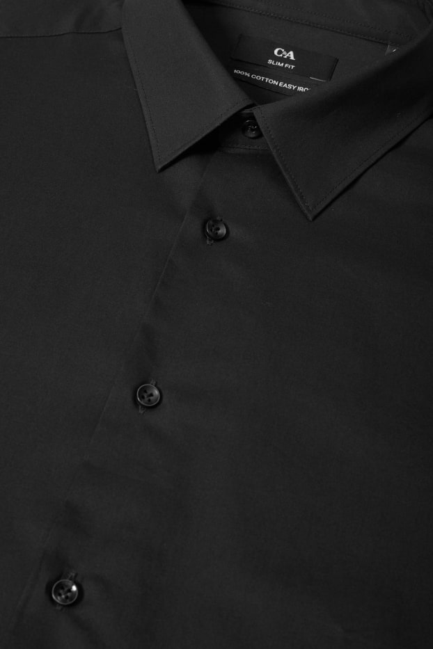 Bărbați - Cămașă office - slim fit - mânecă extra-lungă - ușor de călcat - negru