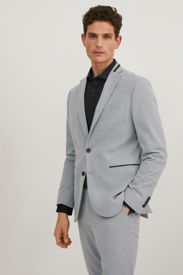 Bărbați - Sacou modular - slim fit - Flex - LYCRA® - gri deschis melanj