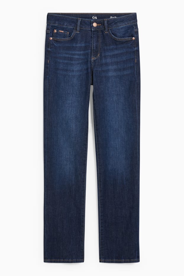 Femei - Straight jeans - talie medie - LYCRA® - denim-albastru închis