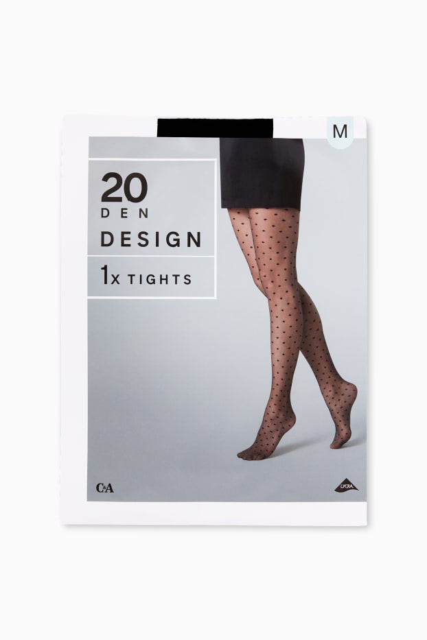 Femei - Dresuri - LYCRA® - 20 DEN - cu buline - negru