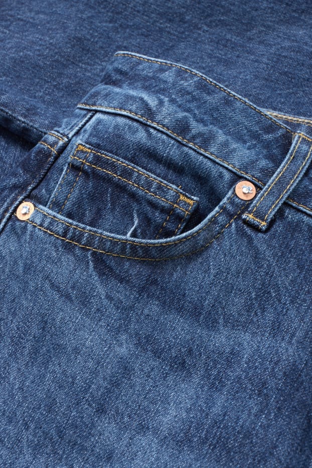 Femei - Crop straight jeans - talie înaltă - denim-albastru