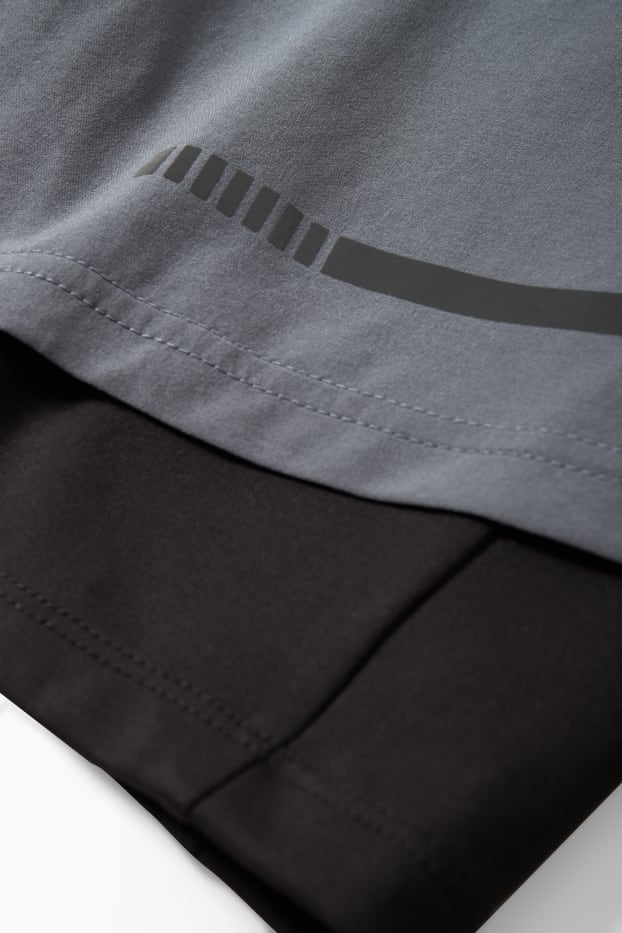 Bărbați - Pantaloni scurți funcționali - 4 Way Stretch - aspect 2 în 1 - gri