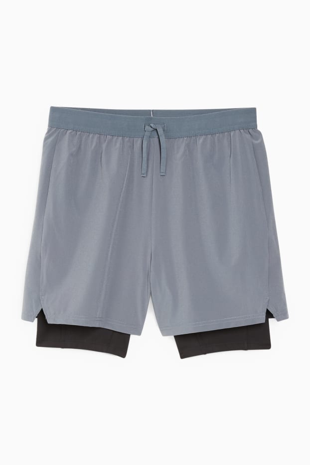 Bărbați - Pantaloni scurți funcționali - 4 Way Stretch - aspect 2 în 1 - gri