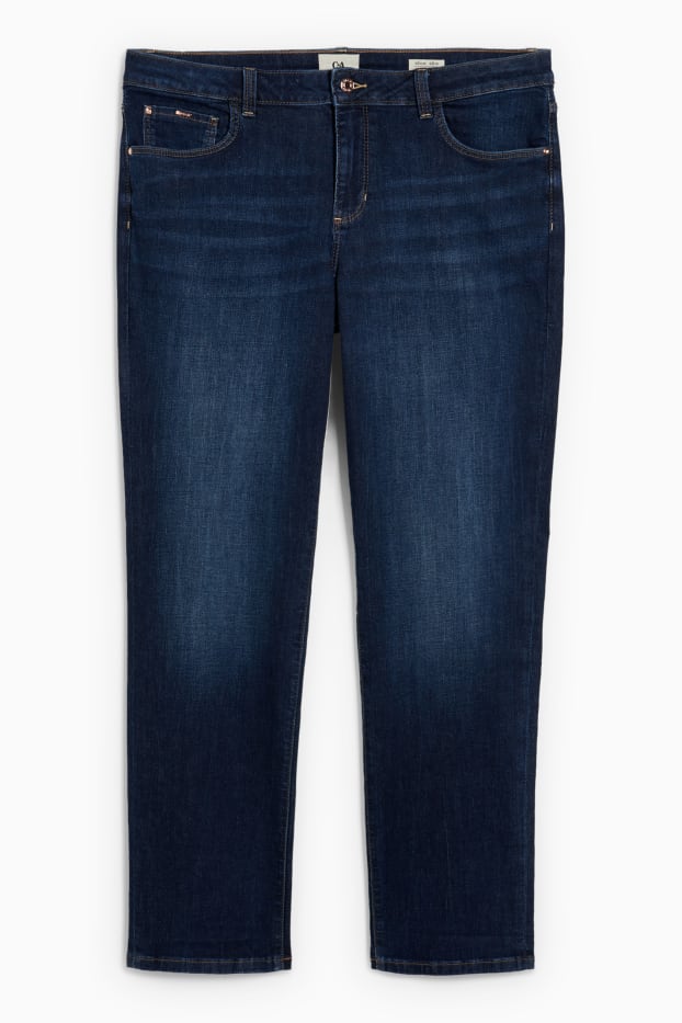 Femei - Straight jeans - talie medie - LYCRA® - denim-albastru