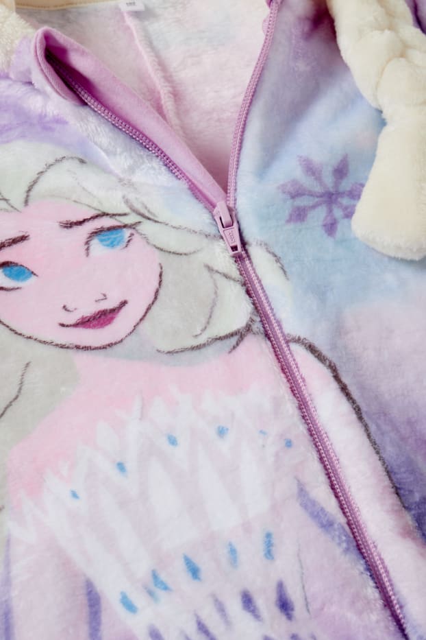 Kinderen: meisjes - Frozen - jumpsuit van fleece, met capuchon - lichtpaars