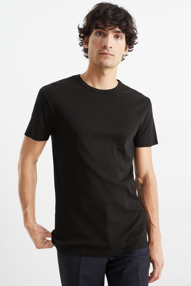 Bărbați - Tricou - slim fit - negru
