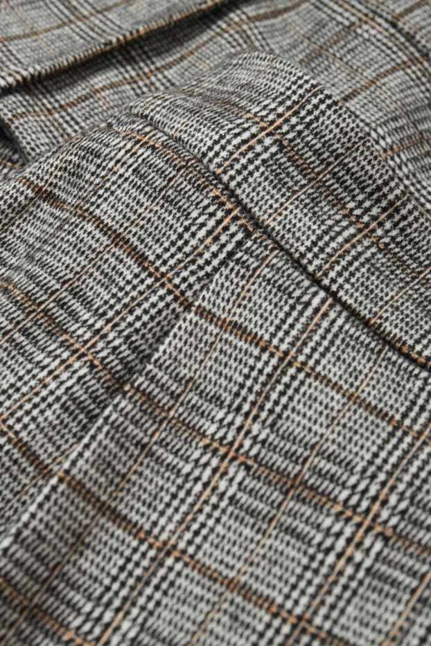 Femei - Pantaloni de stofă - talie înaltă - tapered fit - în carouri - gri