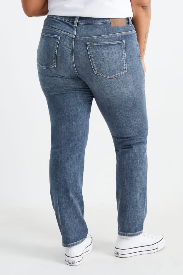 Femei - Straight jeans - talie medie - LYCRA® - denim-albastru