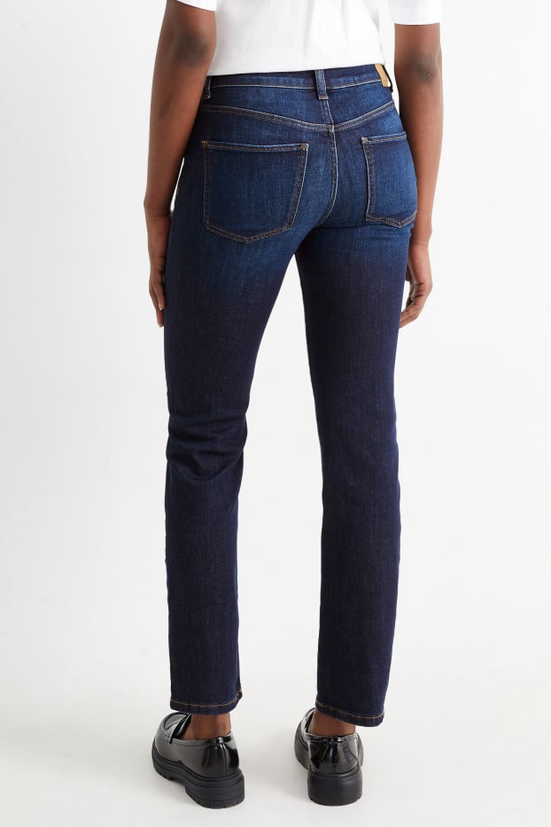 Femei - Straight jeans - talie medie - LYCRA® - denim-albastru închis