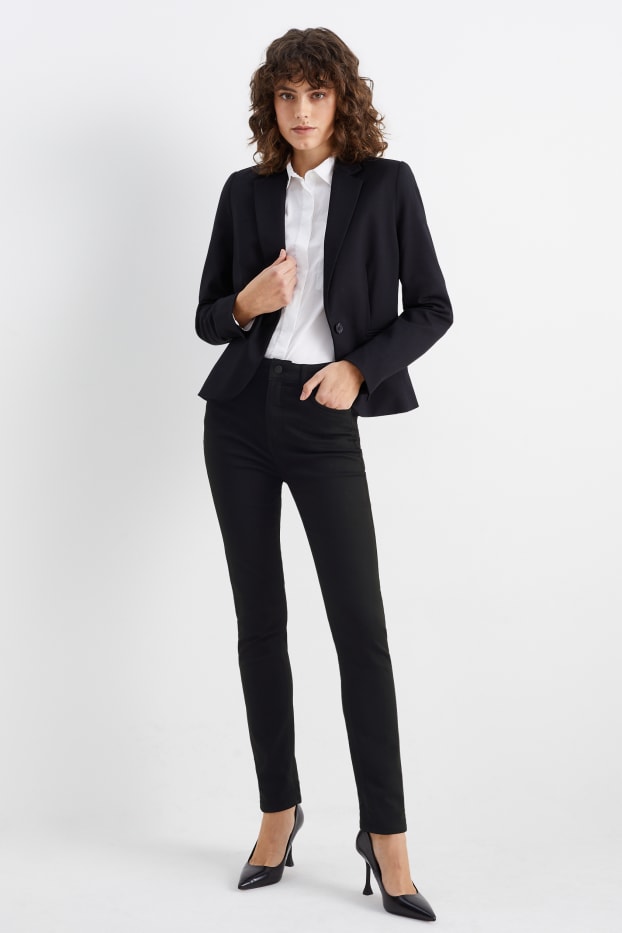 Femei - Straight jeans - talie înaltă - negru