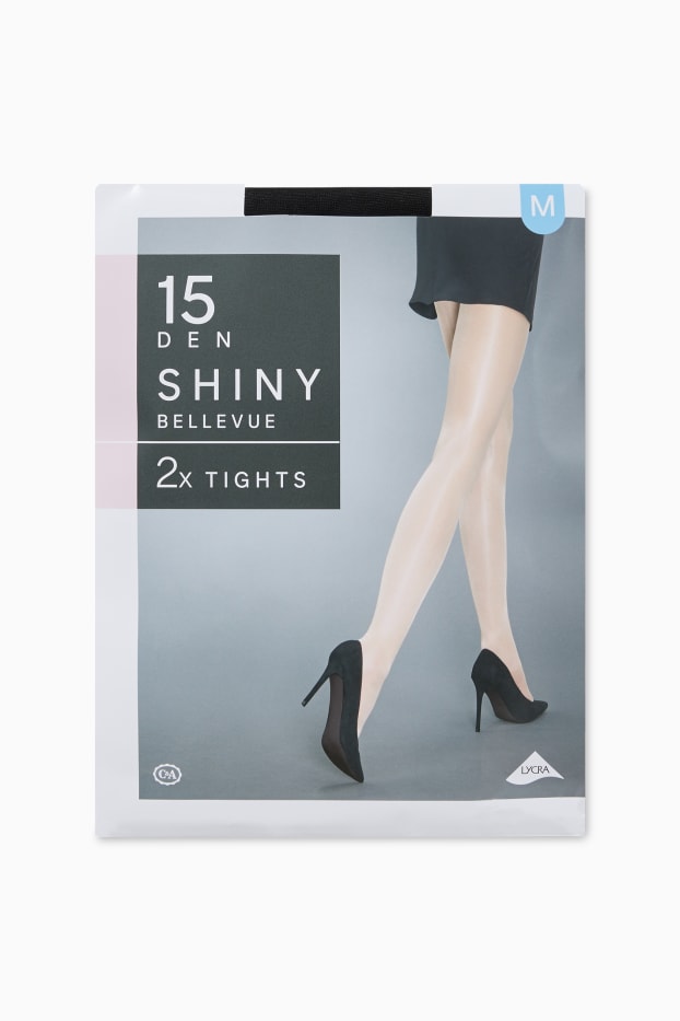 Femei - Multipack 2 perechi - dresuri - LYCRA® - 15 DEN - negru