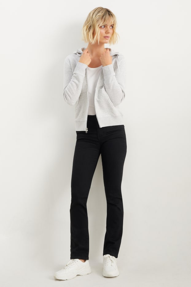 Dámské - Straight jeans - mid waist - LYCRA® - černá