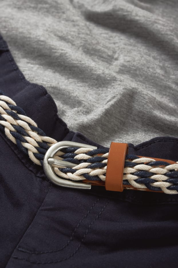 Femei - Chino gravide cu curea - slim fit - albastru închis